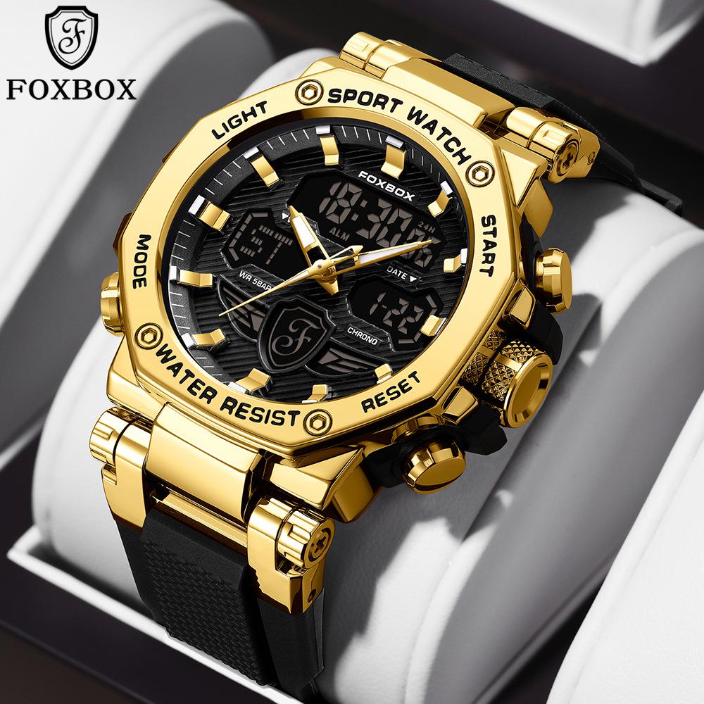 FOXBOX FB0062 Famous Boys Digital Watch Hot Sale Silicone Strap Waterproofing Double Display In Stock Business Watch Factory