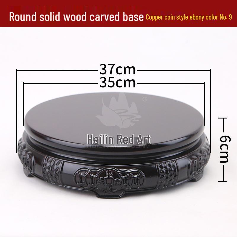 Rosewood Carved Flower Arrangement Bonsai Vase with Ebony Buddha Statue Holder.
