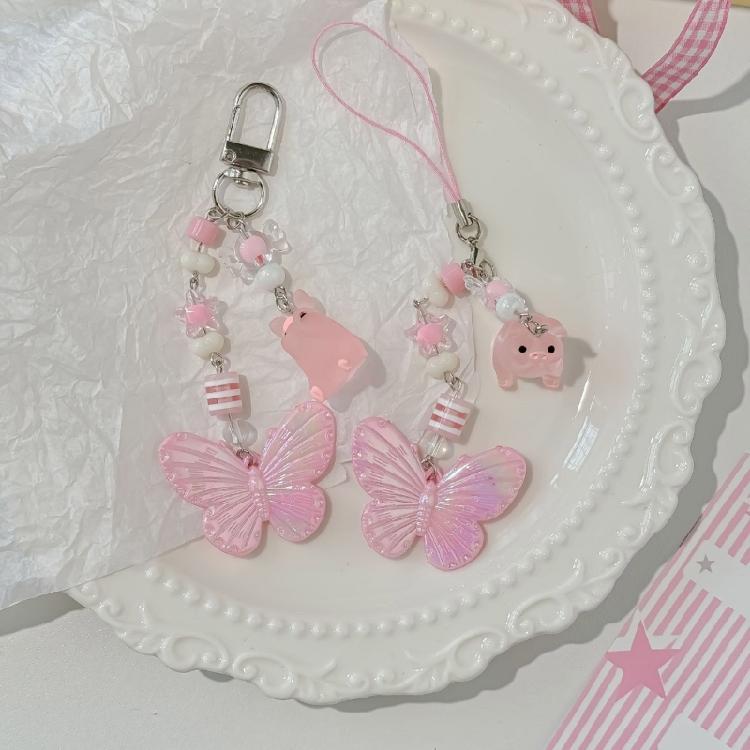 Beautiful Butterfly Phone Ornament Keychain Colorful Butterfly Pendant Phone Chain Accessory Pendant for Keys Backpacks