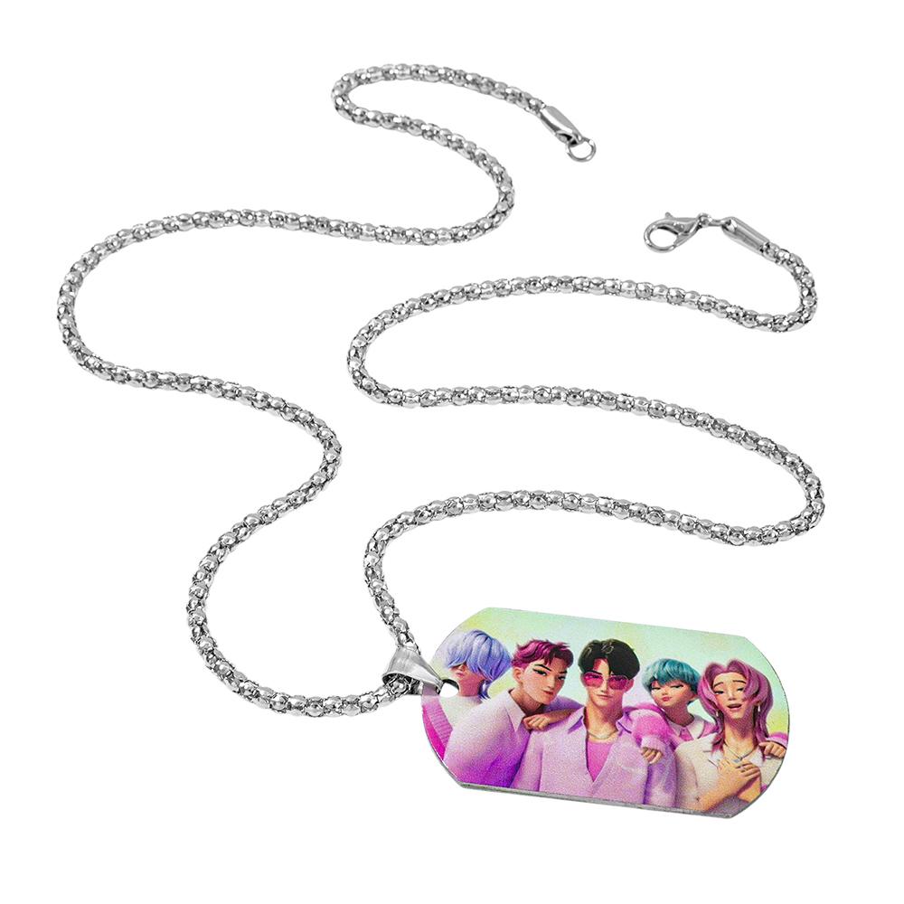 1pc KPop Demon Hunters Rumi Mira Zoey Blue Tiger Stainless Steel Pendant Necklace Unisex Fashion Chain Jewelry Fans Gift