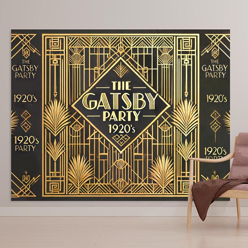 Gatsby Style Photography Background Fabric of the 1920s - Golden Art Deco Style, Polyester Material