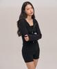 Jolliangbol Wholegarment Folded Ribbed Knit Shorts (Black)
