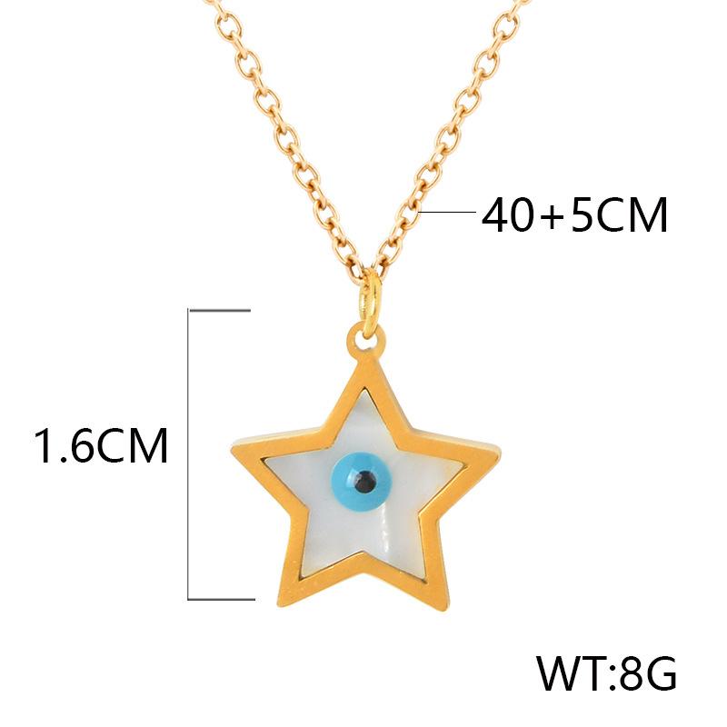 Titanium Titanium Steel Blue -eyed Shell Star Pendant Clavicle Chain Female Trendy Jewelry