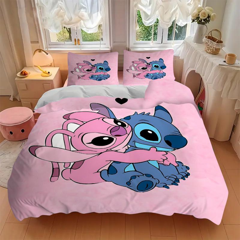 Stitch Angel Print 3Pcs Bedding Setduvet Cover With 2 Bedropillowcase Home Birthday Gift