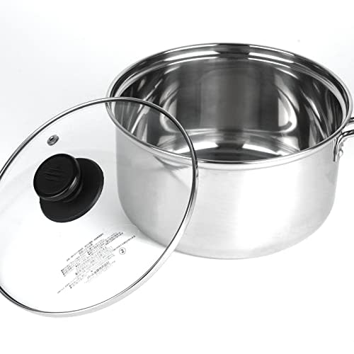 Pearl Metal HB-6154 18cm Stainless Steel Saucepan with Glass Lid, Compatible with All Heat Sources, Only One Stage