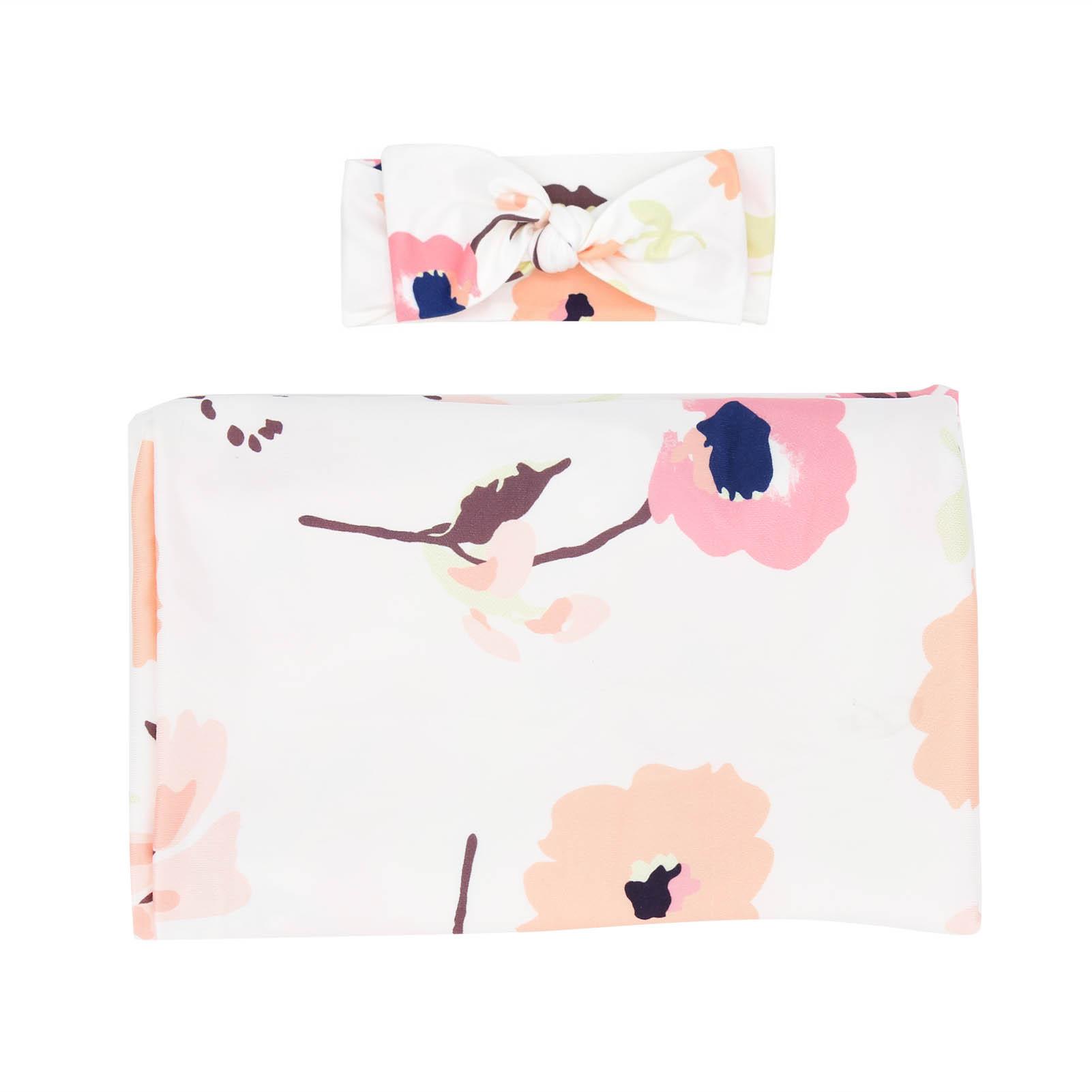 

Newborn Swaddle Blanket Headband Set Infant Baby Soft Receiving Blanket Accessories#4 80 x 80cm