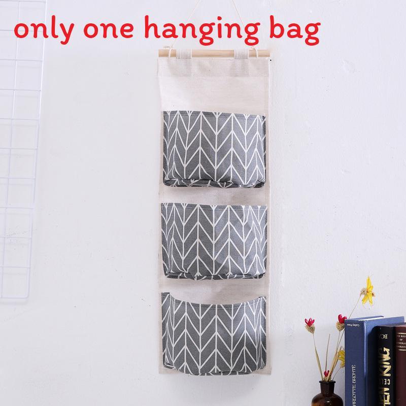 Cotton Linen Hanging Storage Bag With Multilayer Design For Living Room Organization