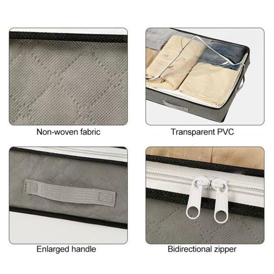 Under Bed Storage Bag Quilt Bag with Transparent Cover Dust Proof Wardrobe Organizer for Clothes Sheets Home Dormitory Closet