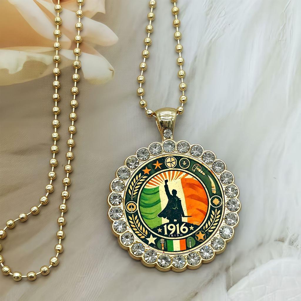 European and American New 1916 Pattern Round Necklace Ins Style Jewelry