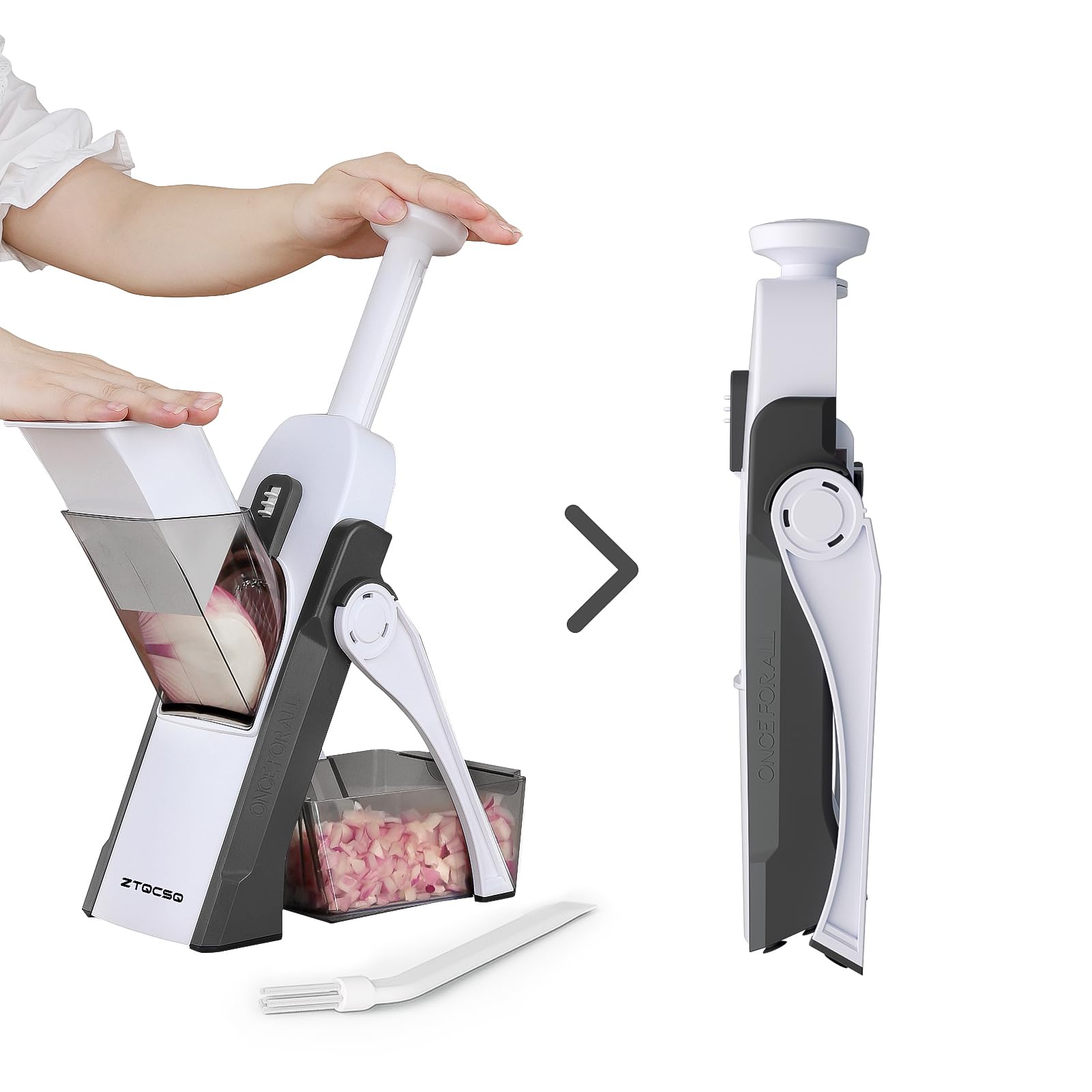 

ZTQCSQ Безопасная терка для нарезки жульеном 5 в 1 Регулируемая овощерезка-мандолина удобна для приготовления пищи и еды Она может шинковать и и это кухонное серый