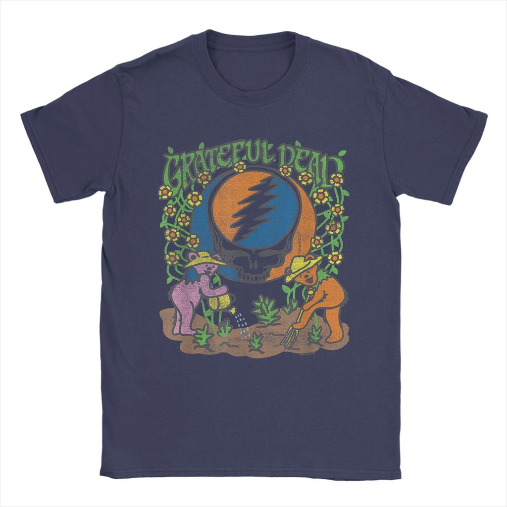 2026 Grateful Deads Gartenbären Blühendes Vintage Band T-Shirt für Herren Mode Baumwoll-T-Shirt Kurzarm T-Shirt Kleidung