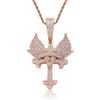 Sparkling Iced Out CZ Wing Pendant Bling Chain Necklace Men Hip Hop Solid Retro Design Luxury Statement Fashion Jewelry