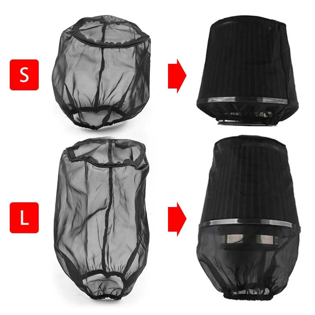 Universal Car Air Filter Protective Cover Waterproof Oilproof Dustproof for Cylindrical High Flow Air Intake Filters Black