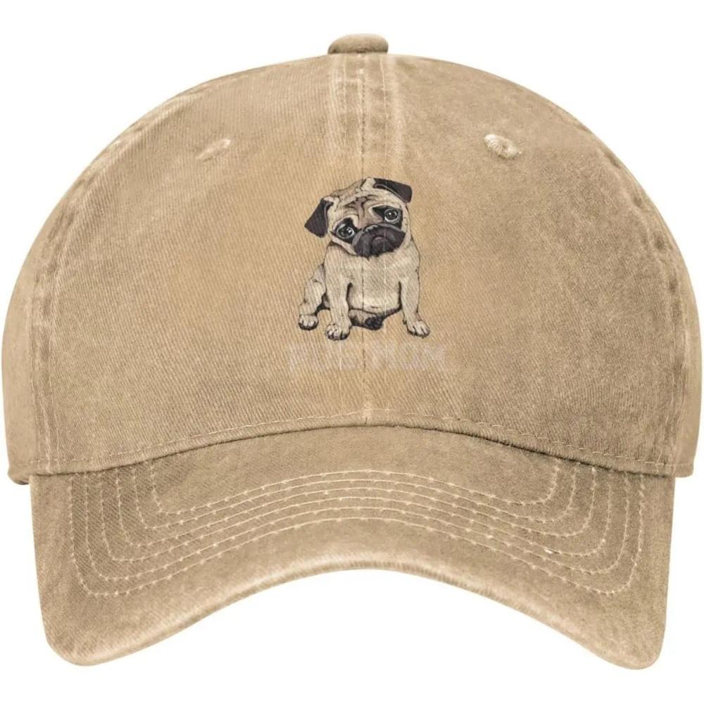 Vintage Washed Distressed Adjustable Pug Mom Dog Womens Denim Baseball Cap Mom Trucker Hat Cap for Women Unisex