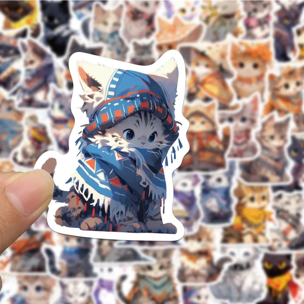 10/30/50Pcs Cute Animal Ethnic Style Cat Stickers Bohemia Cartoon Waterproof Decals Diy Skateboard Phone Luggage Sticker Toys