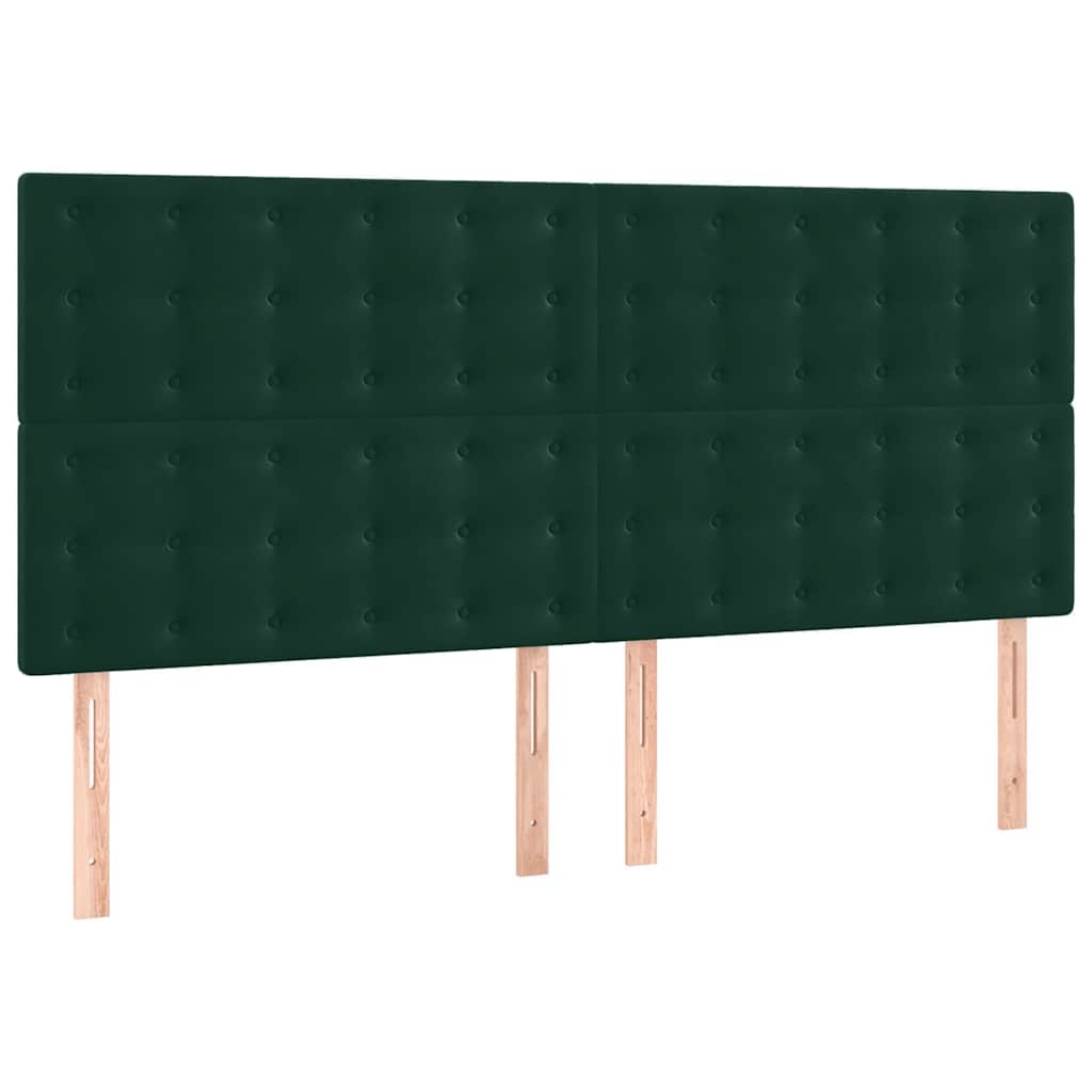 Box Spring Bed with Mattress Dark Green 160x200 cm Velvet
