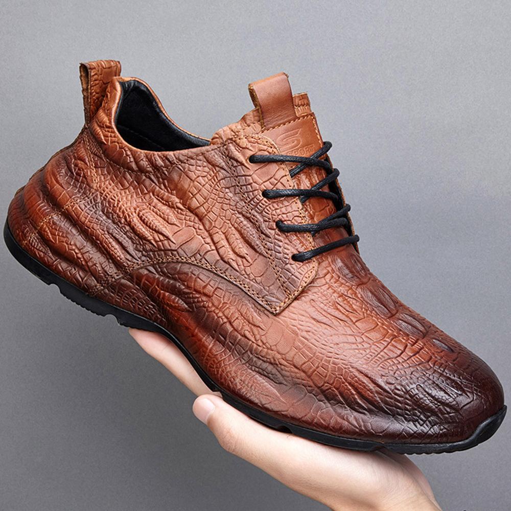 100% Echtes Rindsleder Freizeitschuhe für Herren Krokodilleder Formelle Schuhe Männlich Business Hochzeit Slipper Mode Büroschuhe