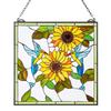 Stained Glass Window Panel, 502 X 520 Mm, Tiffany Style Hanging Transom Window Panel with Chain, Large Vertical Rectangle Stain Glass, Vintage
