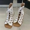 Eilyken Design Hollow Out Flat Heels Boot Sandals Woman Summer Gladiator Peep Toe Zipper Party Dress Shoes