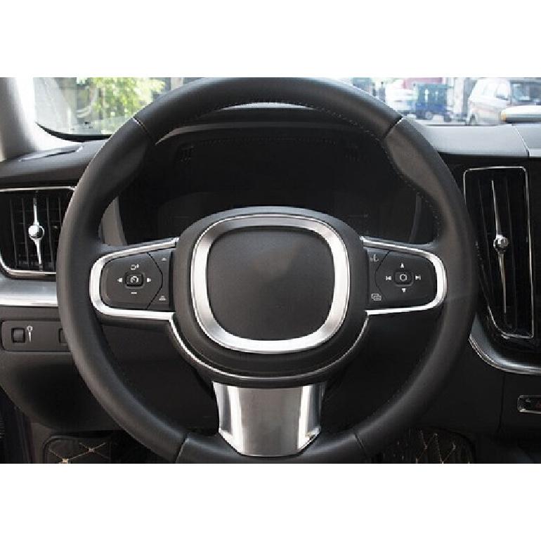 For Volvo S60 2019-2024 Matte Silver Steering Wheel Horn Button Ring Trim 1PCS
