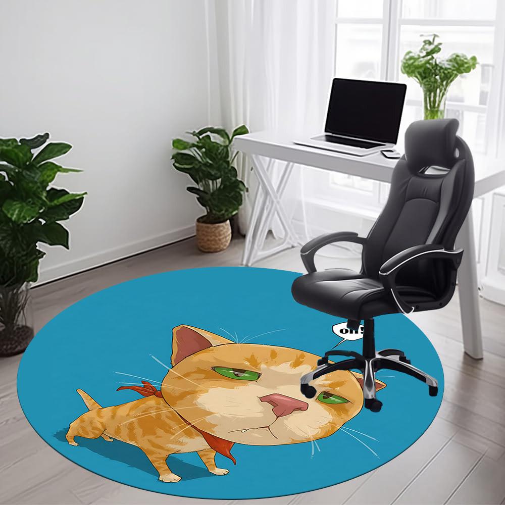 1PC Cat Dog Office Round Area Rug, Indoor Mat Suitable ForOffice, Under Office Chairs Bedroom Living Room Home Decor, Room Deco, F160