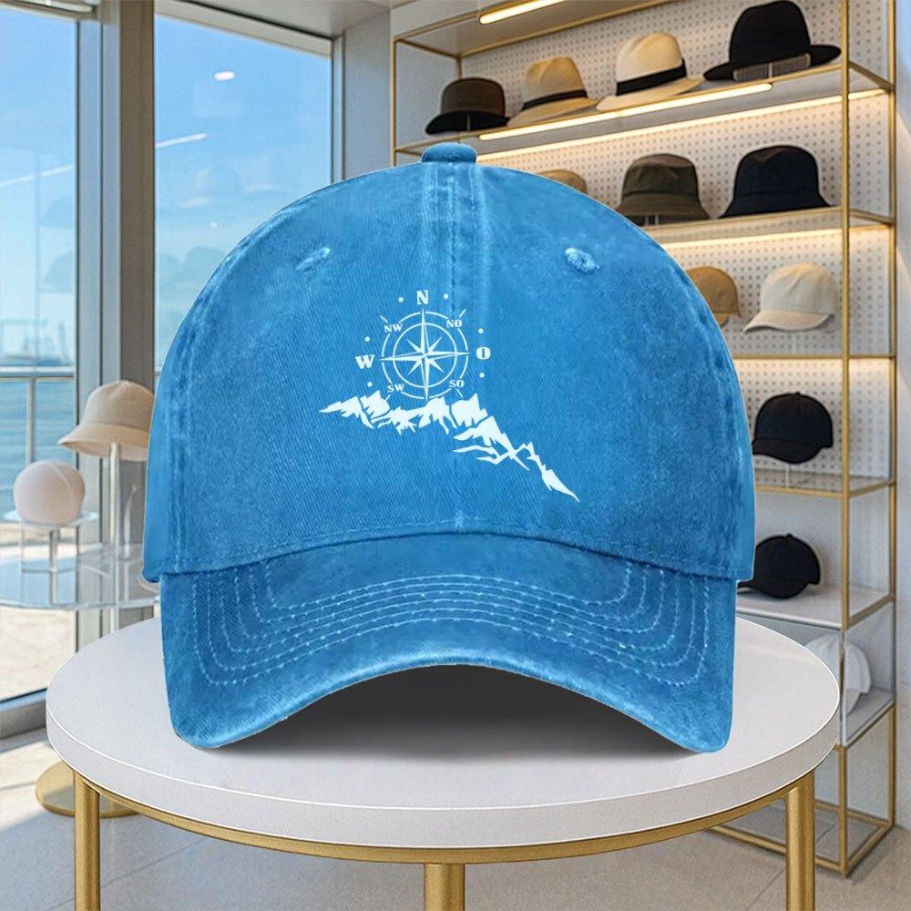 Compass  Mountain Design Baseball Cap  Lightweight Adjustable Unisex Casual Hat for All Seasons