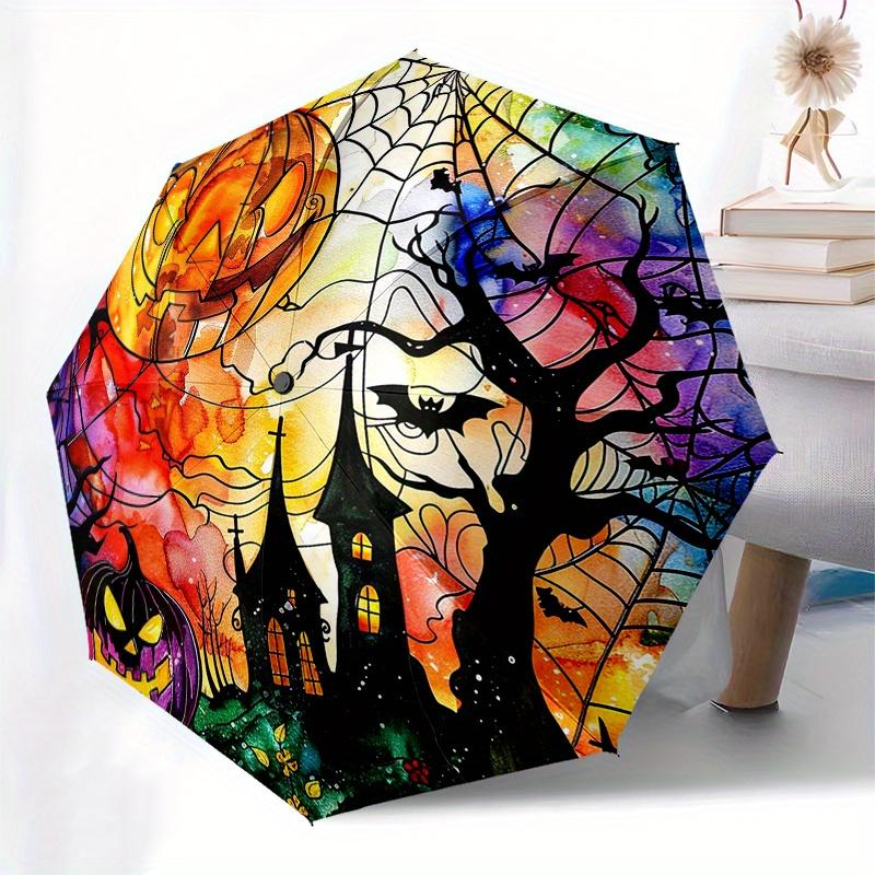 Stained Glass Pumpkin Bat Spider Web Round Wall Decal Art Sticker Umbrella