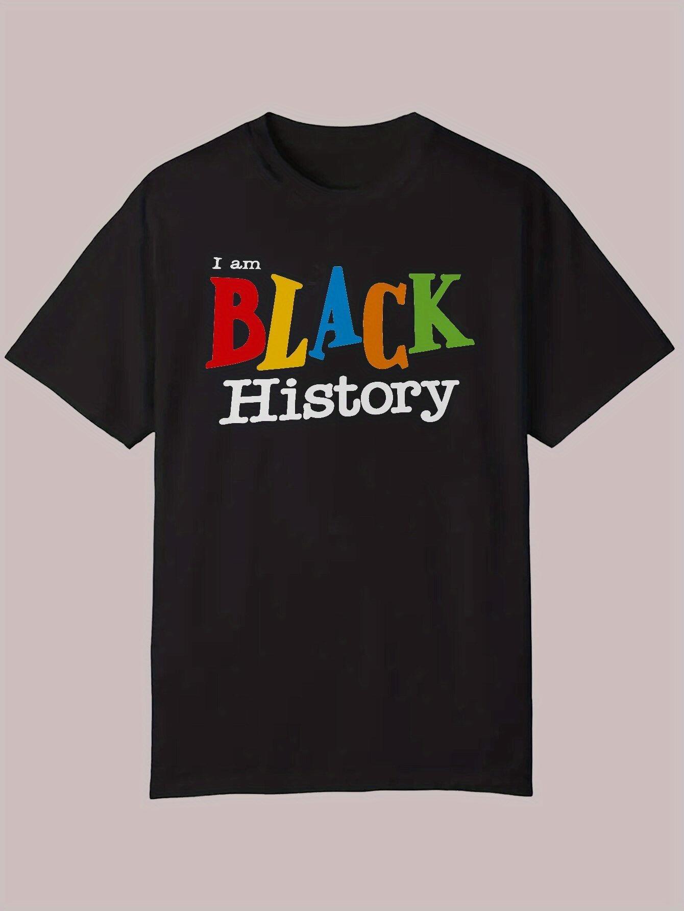 Black History Month Casual Crew Neck T-shirt - I AM BLACK HISTORY Graphic XXXL