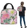 Pink Rose Botanical Garden Watercolor Insulated Lunch Bag for Women Children Portable Food Boxes Thermal Lunch Box Tote
