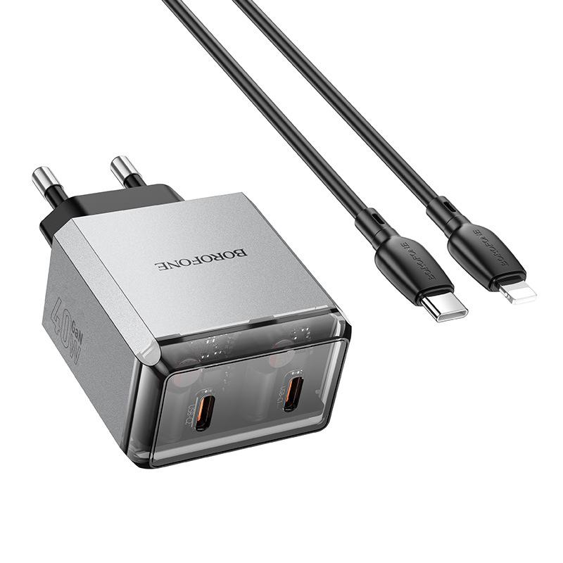 

BOROFONE BN21 Fast Charging Multi-Port EU Plug 40W Charger Set (C to iP) BN21 бронзовий