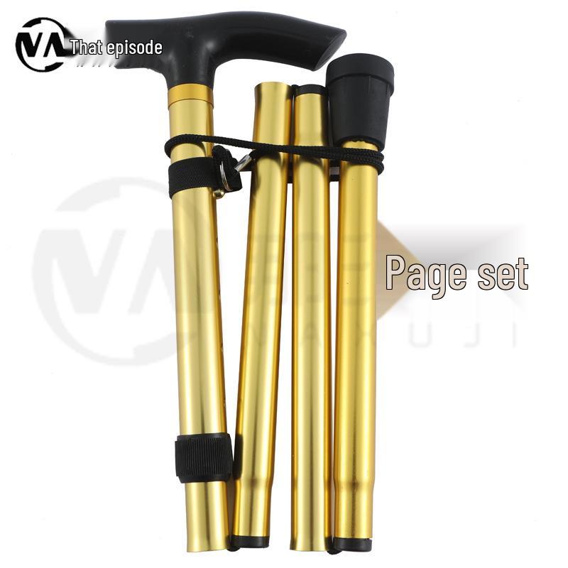 Adjustable Aluminum Alloy Folding Trekking Pole for Elderly - Non-slip, Lightweight Walking Stick