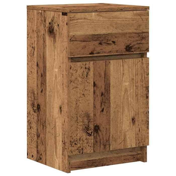 VidaXL Table de chevet vieux bois 39x35x65 cm bois d’ingénierie, meuble de chevet, table d'appoint, armoire de lit, armoire 861333