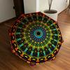 1 Stück Automatischer Faltregenschirm mit Kaleidoskop-Muster, Tragbares faltbares Design, 8-Speichen-Eisenrahmen, Outdoor-Accessoire yy250905086