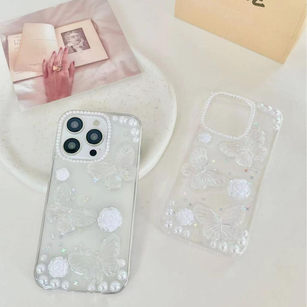 Three-dimensional pearl Symphony Butterfly mobile phone case iphone15plus Apple 13 MATE60 mobile phone case