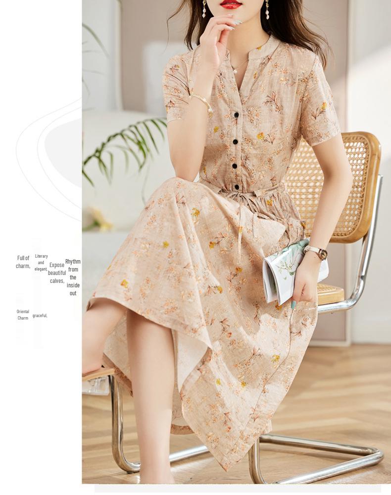 Floral Cotton & Linen Dress - 2025 New Summer Collection for Sophisticated Women