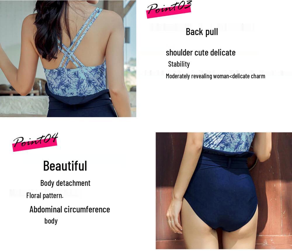 Floral Sexy Triangle One-Piece Swimsuit for Hot Spring and Seaside Vacation