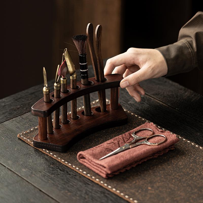 Solid Wood Tea Ceremony Six Gentlemen Set Kung Fu Tea Set Accessories Daquan Tea Table Tray Tea Making Tools Tea Scraping Set