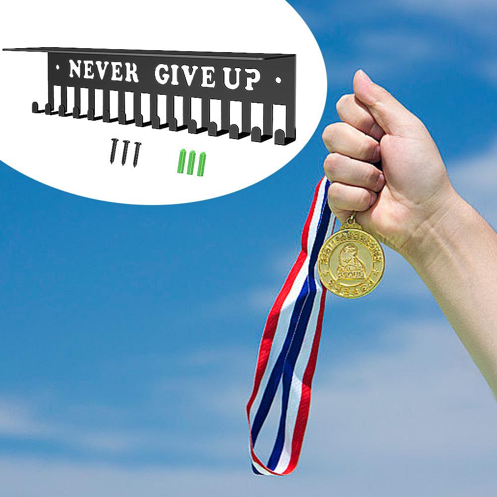 Medals Display Hanger with 15 Hooks Medals Holder Wall Mount Headband Display Stand Multifunction for Medal Storage