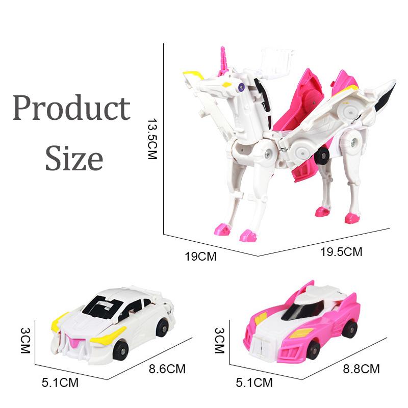 2-in-1 Verwandlungsauto Ein-Schritt-Modell Verformbares Einhorn-Modell Cartoon-Actionfigur Fahrzeug Verwandlungsspielzeug Junge Kinder Geschenk