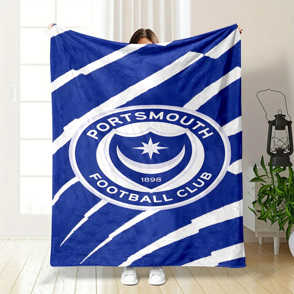 Portsmouth FC Logo Blanket Design Patterned blanket, flannel, suitable for all seasons, home decor, warm and cozy