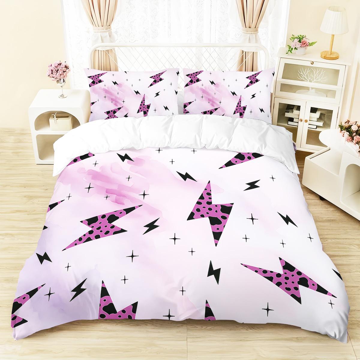 

Purple Pink 3D Printed Beding Set Cozy Soft with Soft Fabric Duvet Cover King Quen Twin Sized Dimensions Birthday Gift Bedrom Decoration 100*200cm Single