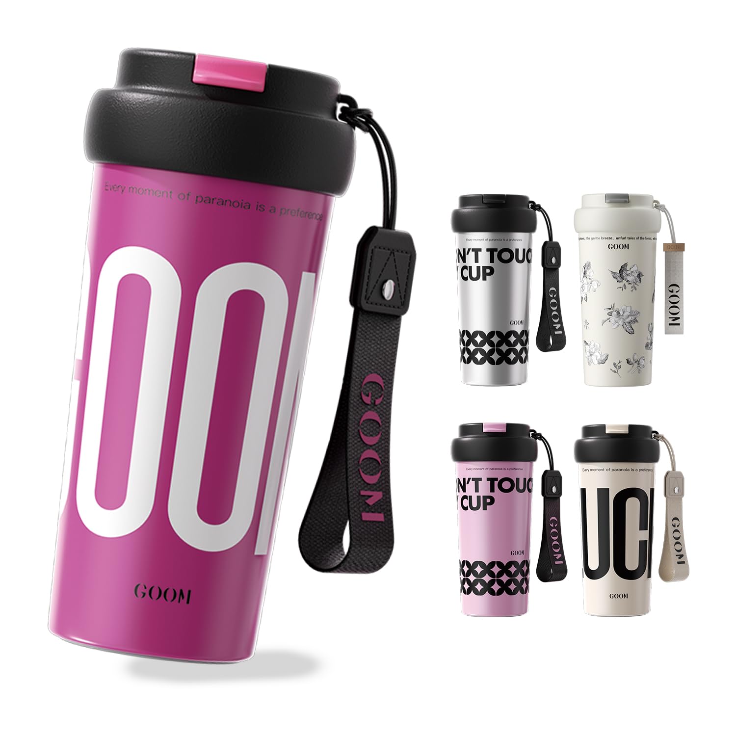 

Термокружка GOOM для кофе и воды, из нержавеющей стали 316 с вакуумной изоляцией, сохраняет тепло, в комплекте ремешок, тамблер, бутылка, чашка, бутылка,