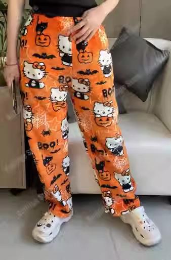 Plus Fleece Pajama Pants Women's Home Casual Loose Flannel p