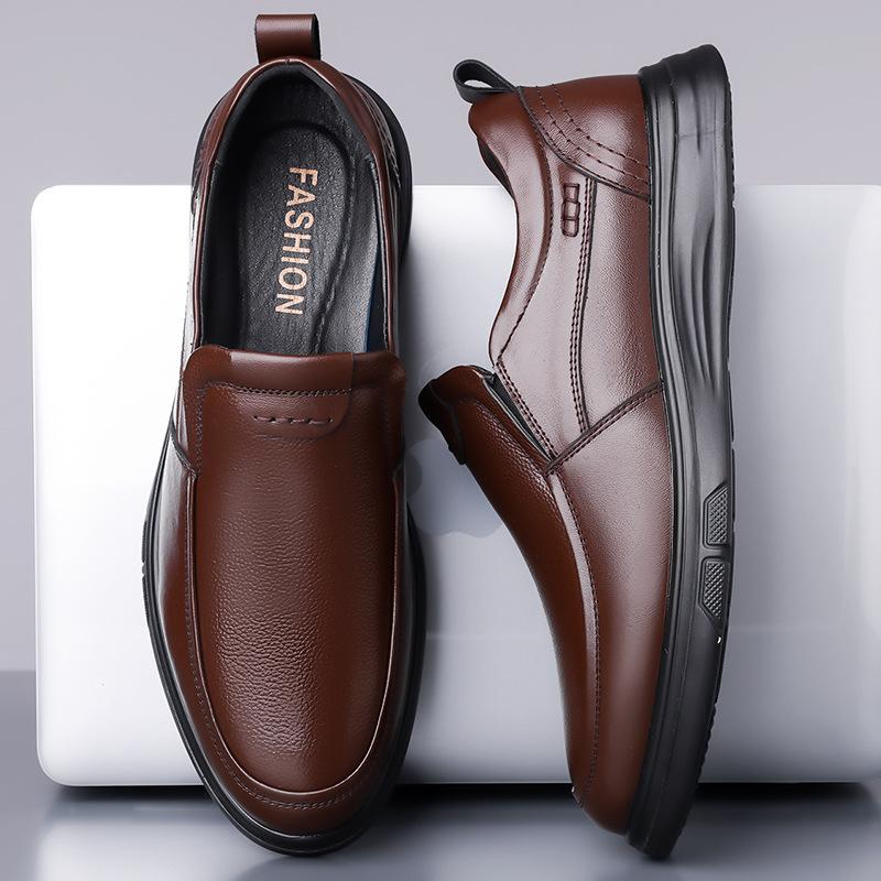 Men's genuine leather cowhide business casual men's shoes non-slip breathable soft-soled leather shoes one-pedal men's shoes