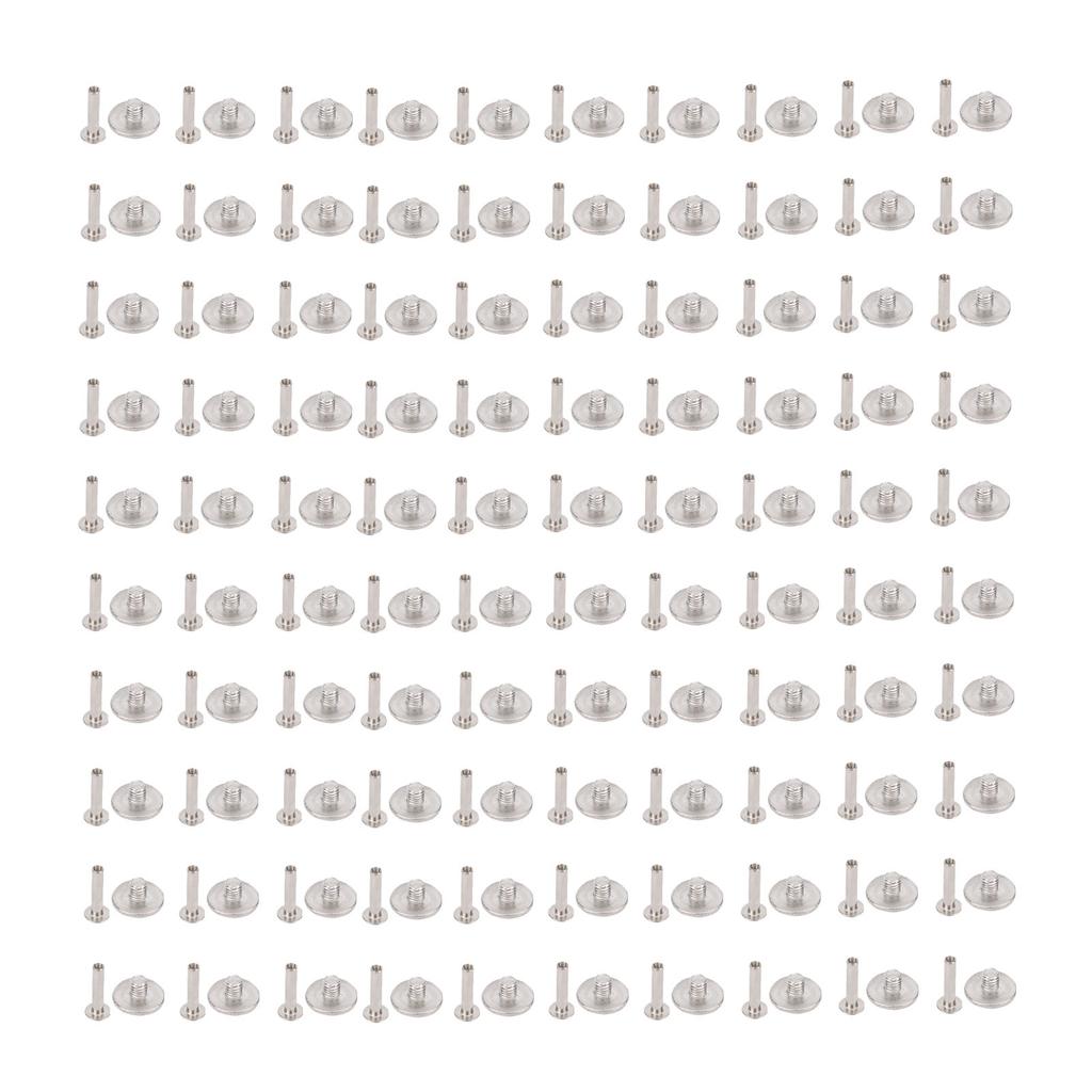 100 Sets Rivet and Screw M3 Stainless Steel Flat Round Head Rivet Fastener Set for Leather Crafts