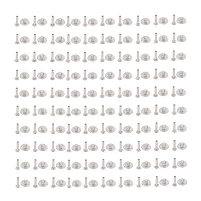 100 סטים מסמרות וברגים M3 נירוסטה ראש שטוח עגול סט מחברים למסמרות לעבודות עור