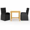 Exclusive House - 3 Pcs Garden Dining Set Black