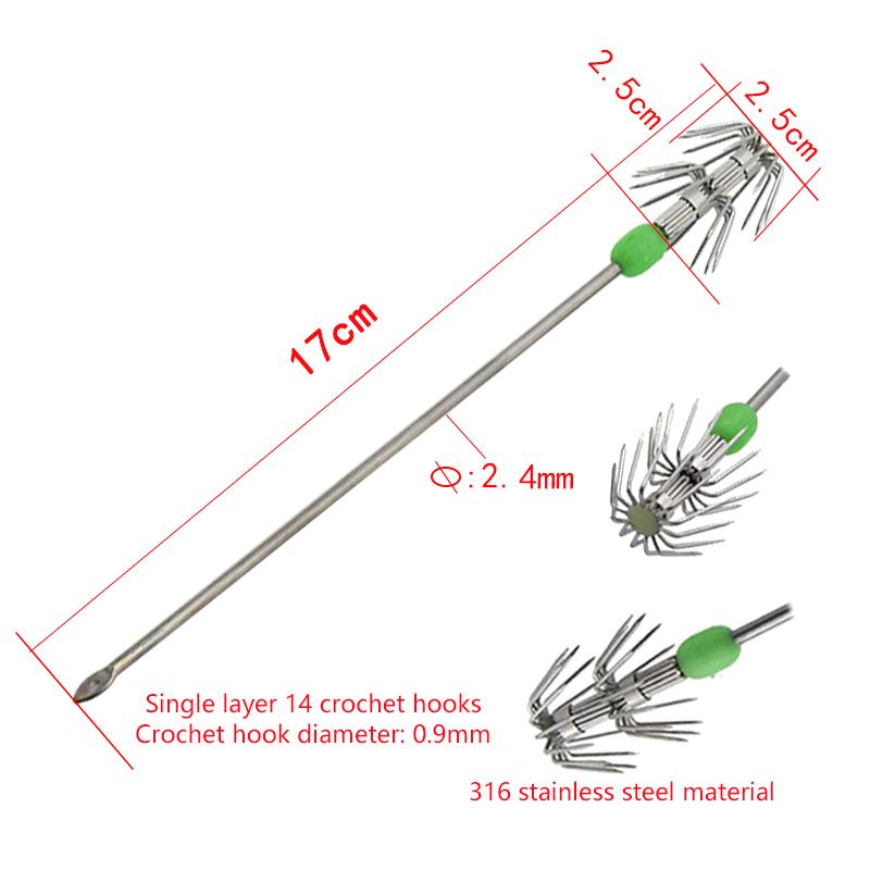 1/8/10/20Pcs/ Box Umbrella Hooks Live Bait Hooks Squid Blow Tubes Octopus Squid Hooks Stainless Steel Fishing Gear Accessories
