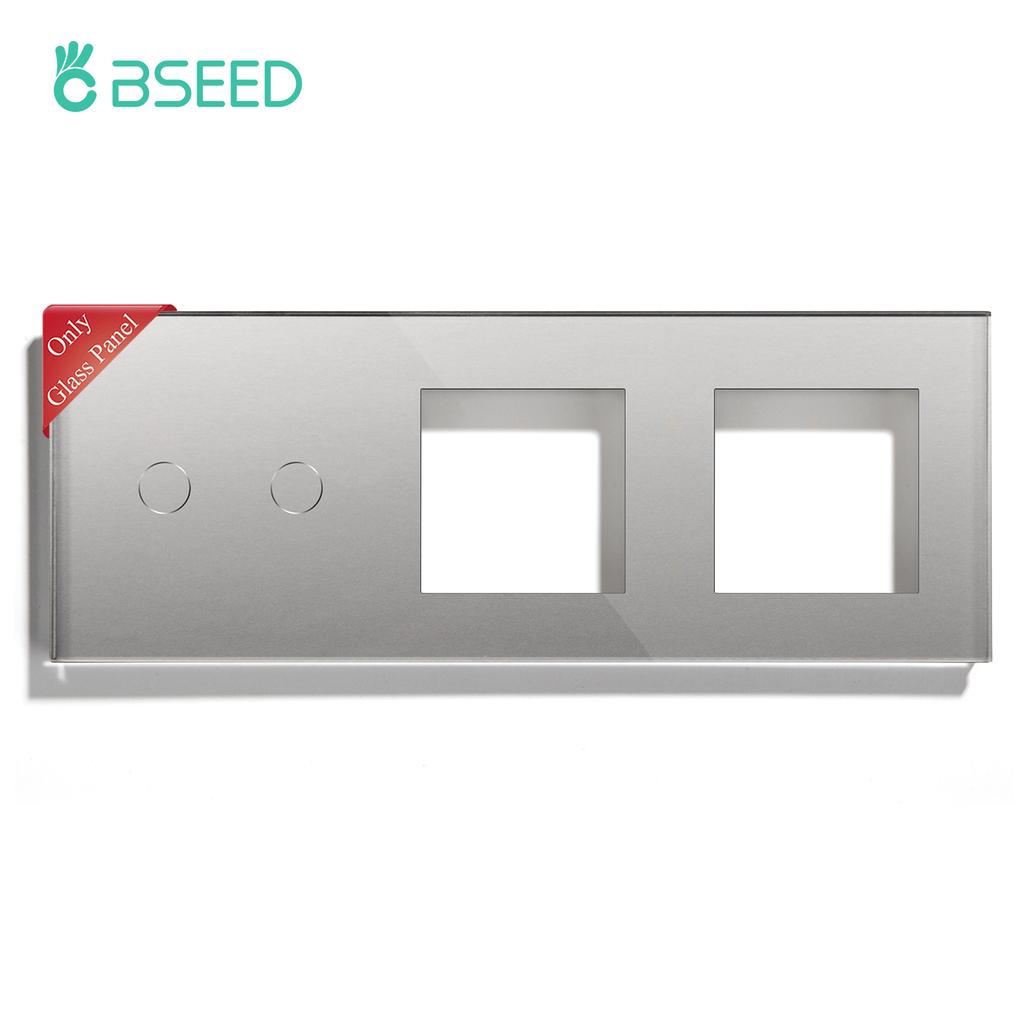 Bseed EU-Standard Kristallglas Schalterrahmen Selbst-Design Steckdosenleiste DIY Teil Heimwerker Weiß Schwarz Gold Grau 228mm