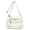 Solid Color Multi Zipper Bag Vintage Soft Leather Shoulder Bag  Casual Crossbody Purse For Work